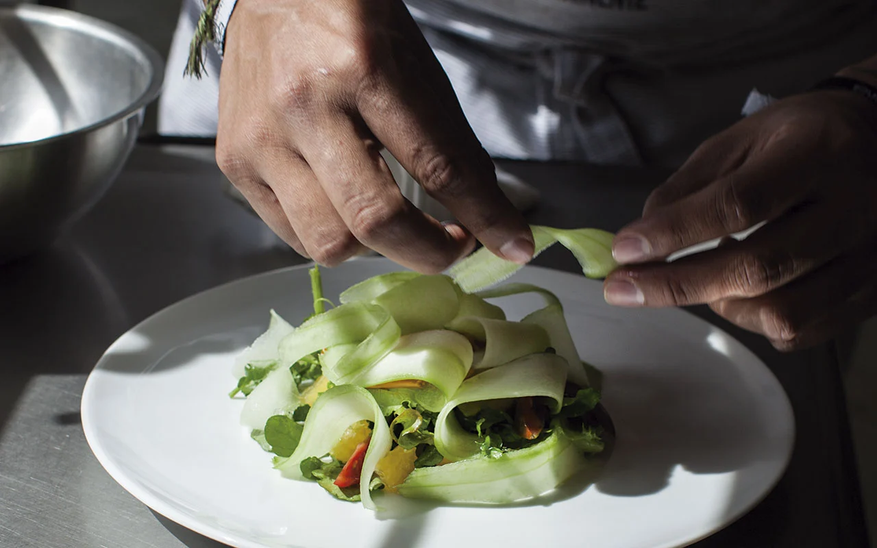 Mil hojas de jícama y pepino