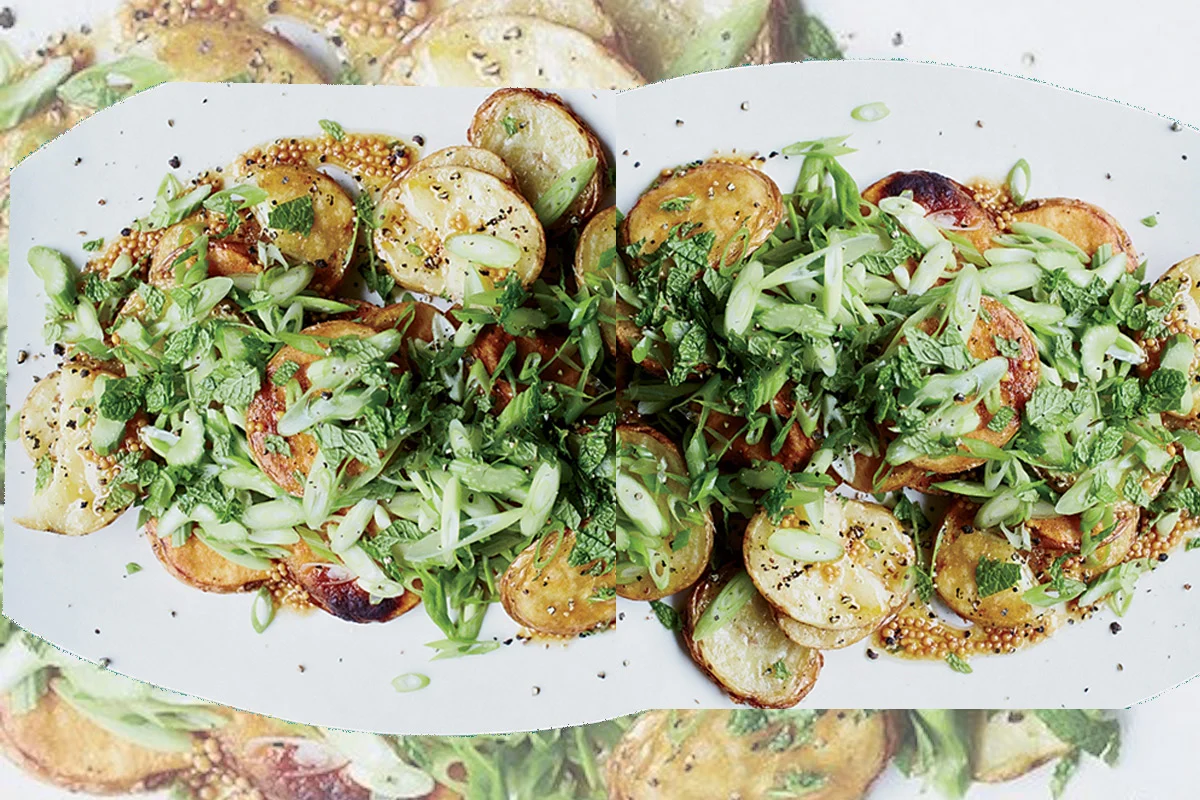 Ensalada de papa a las brasas con semillas de mostaza