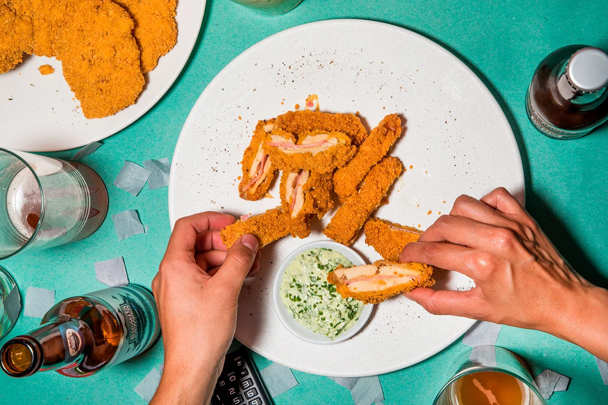 Receta: Frituras de milanesa de pollo rellenas