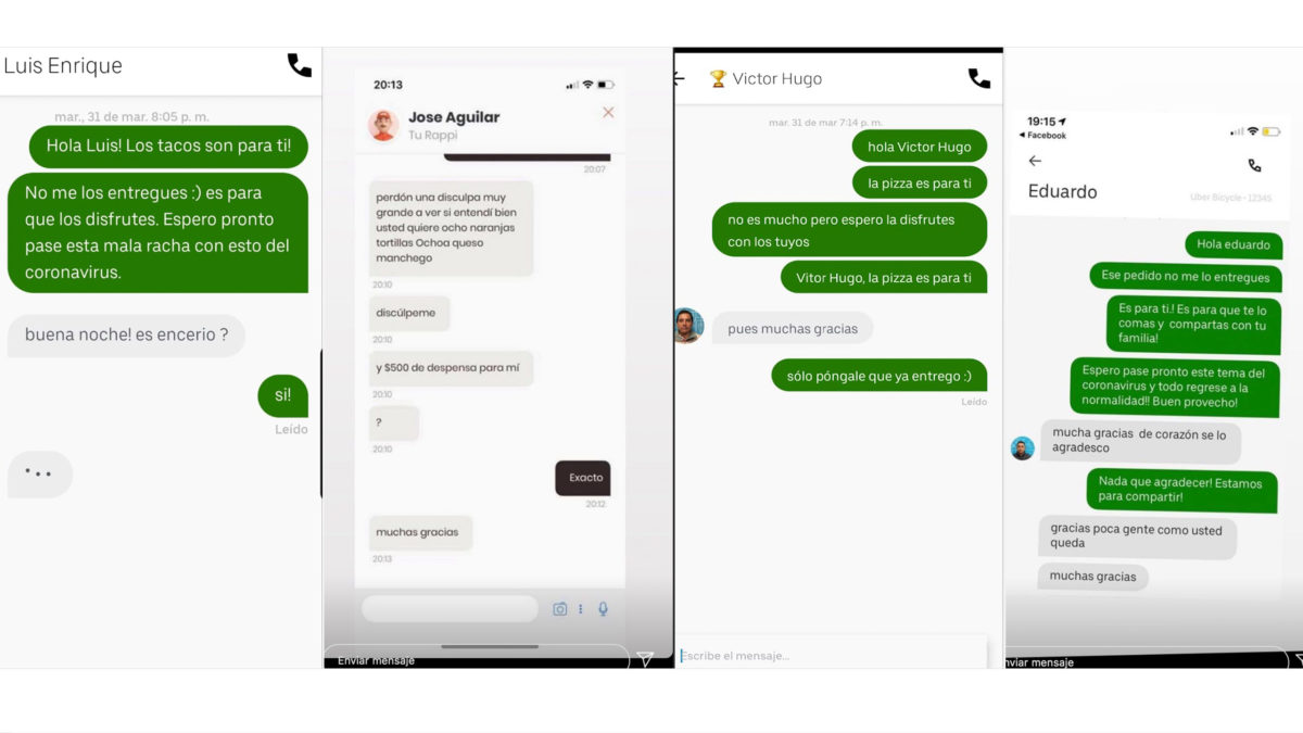 mensajes repartidores a domicilio