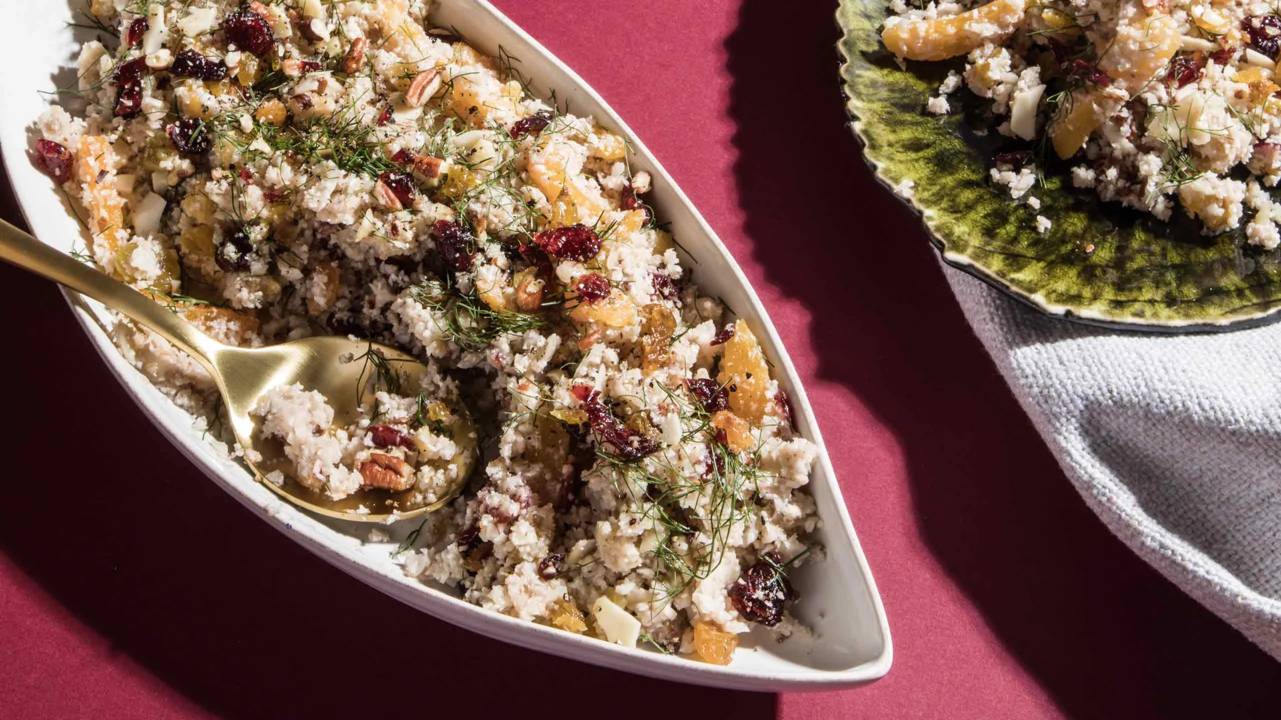 Arroz de coliflor con frutos secos