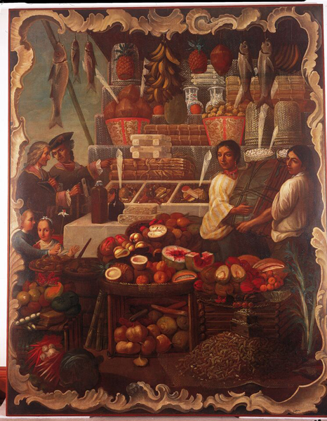 "Puesto de mercado", nao de china, galeón de manila