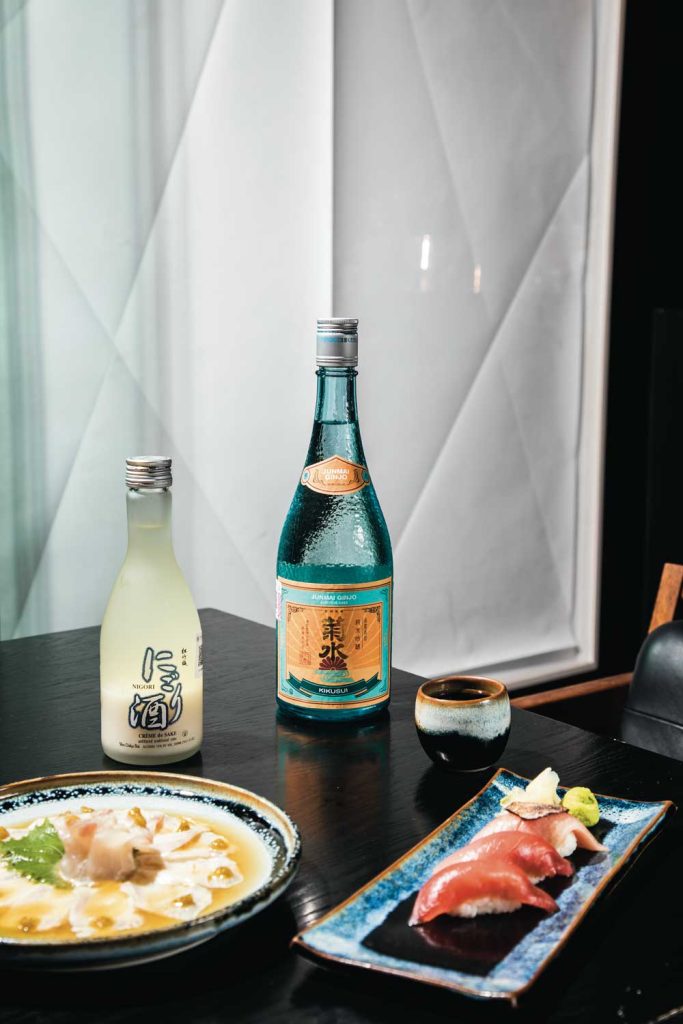 Sakes Kikusui Junmai Ginjo y SCB Nigori Creme