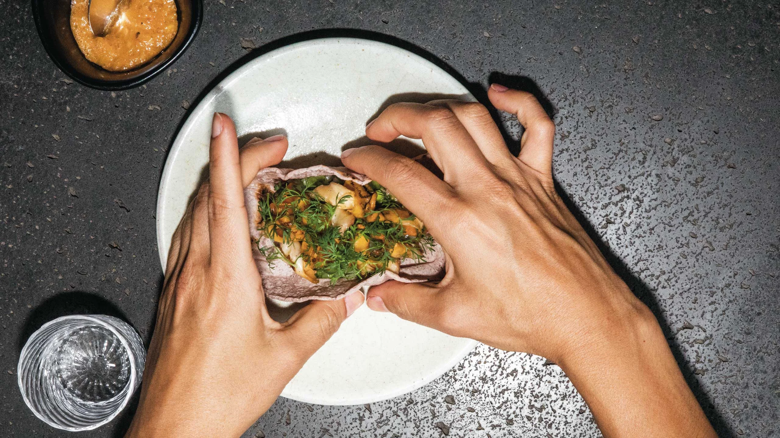 Tacos de carnitas de caracol