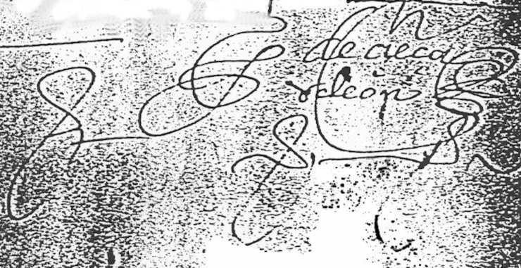 Firma de Pedro Cieza de León. Incas