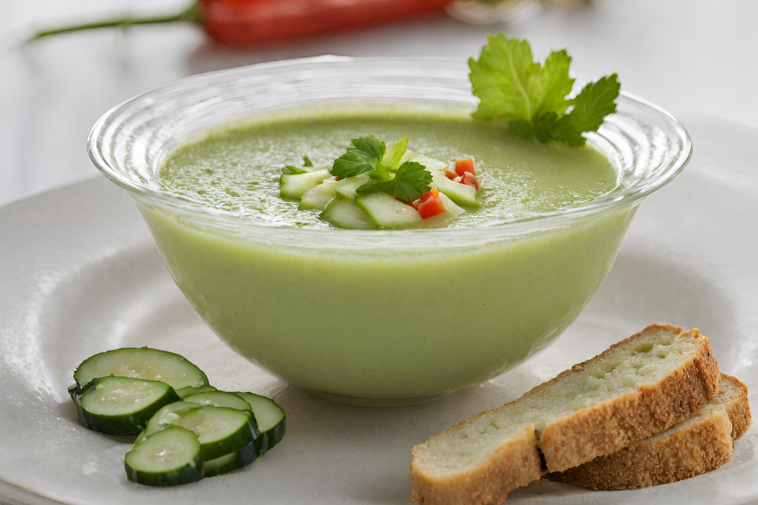 Gazpacho de pepino vegetariano perfecto para el calor