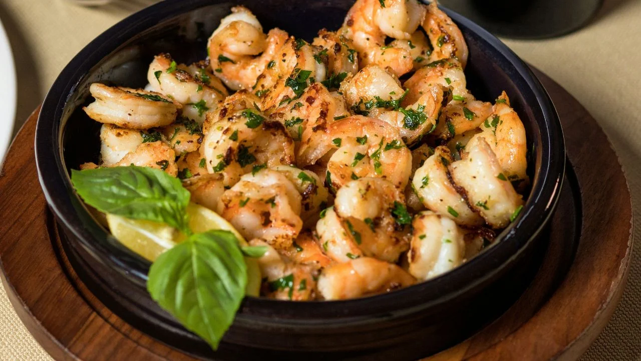 Camarones al limoncello y whisky