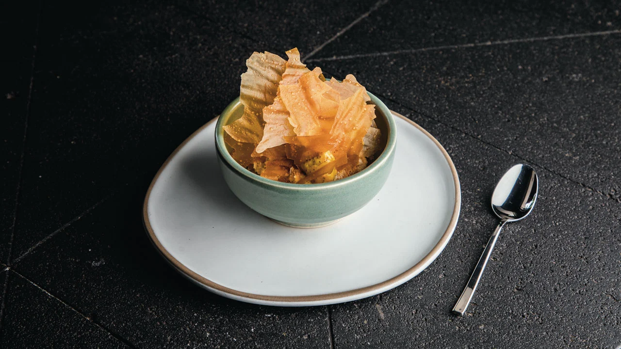 Receta de postre de mango en texturas, de Siembra