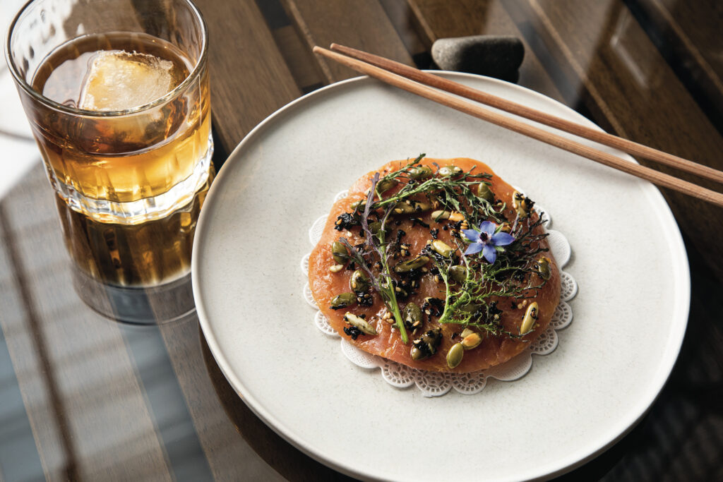 Tostada de Atún Bluefiná en patacón de restaurante Momiji