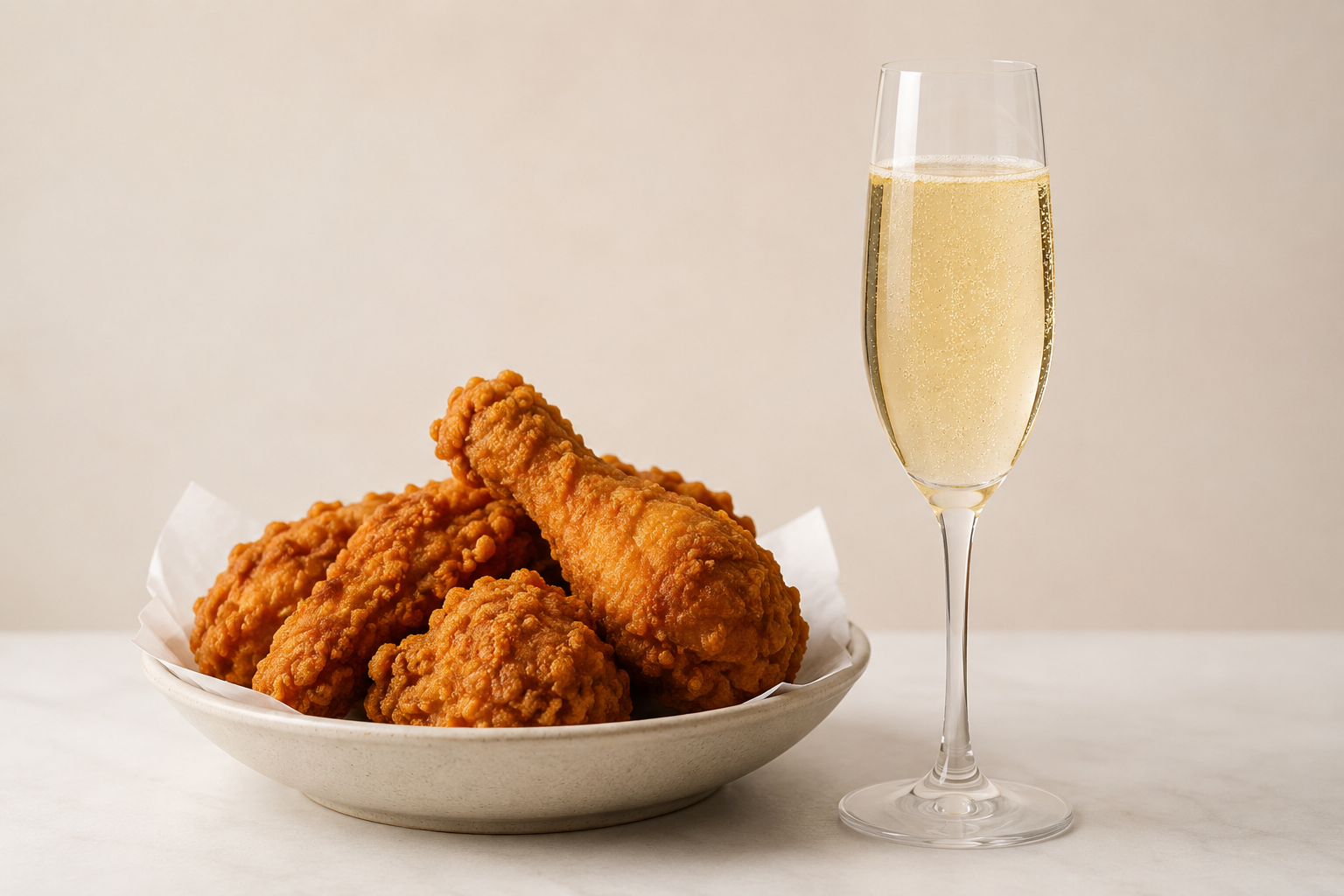Olvídate del caviar: la champaña alcanza otro nivel junto al pollo frito Olvídate del caviar: la champaña alcanza otro nivel junto al pollo frito